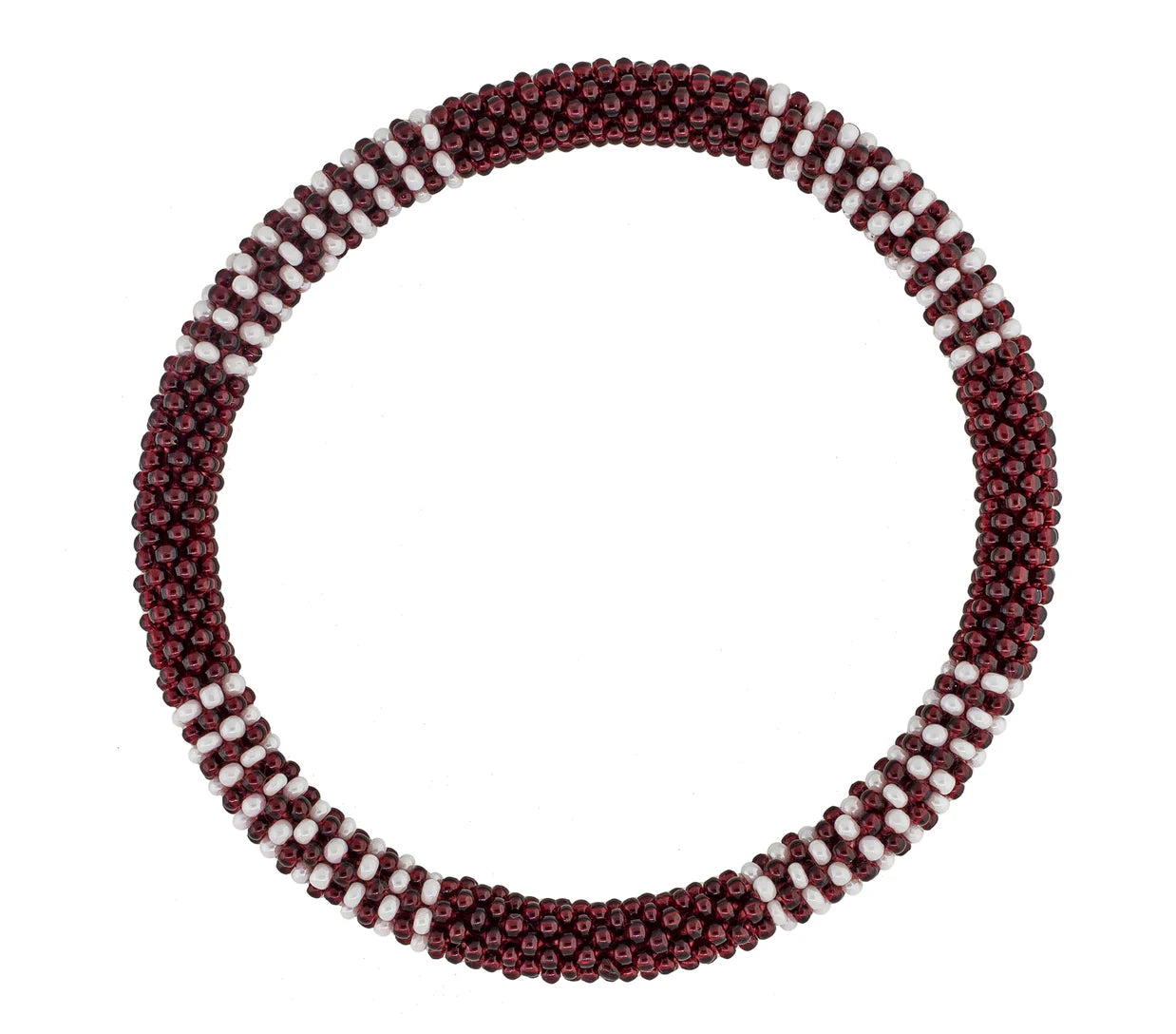 8 1/2” Men's Roll-On® Bracelet Maroon & White