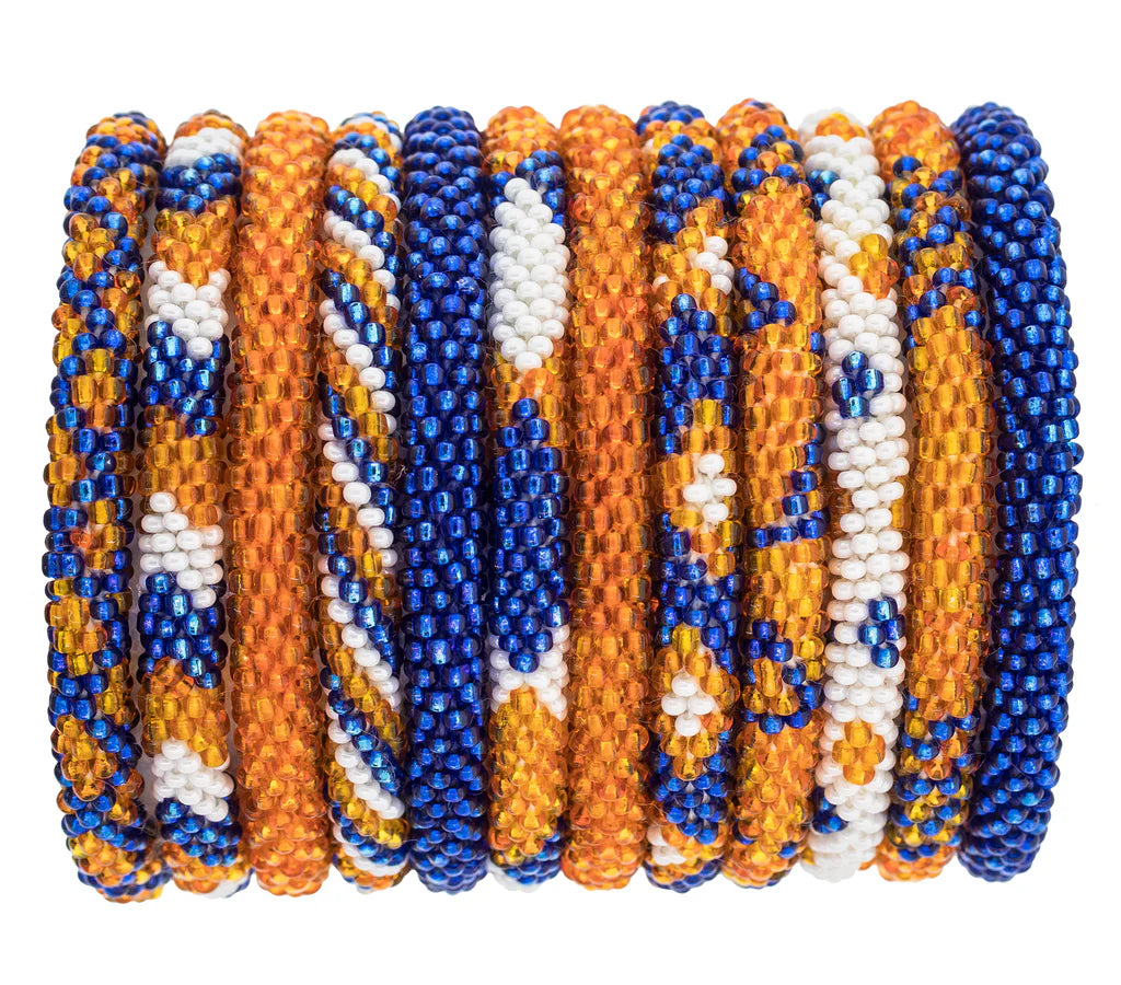 Get Game Day ROLL-ON® BRACELETS BLUE & ORANGE Set of 12