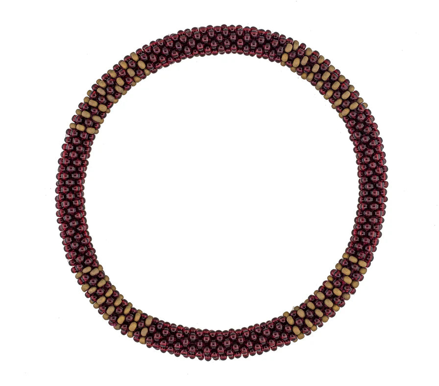 8 1/2” Men's Roll-On® Bracelet Burgundy & Gold