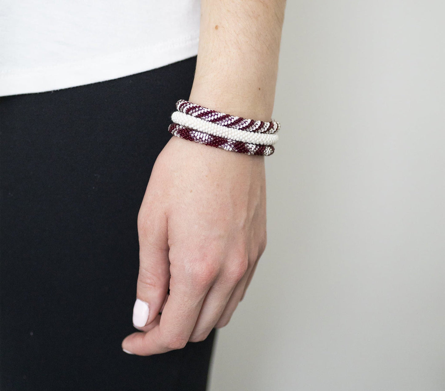 ROLL-ON® BRACELETS Maroon & White