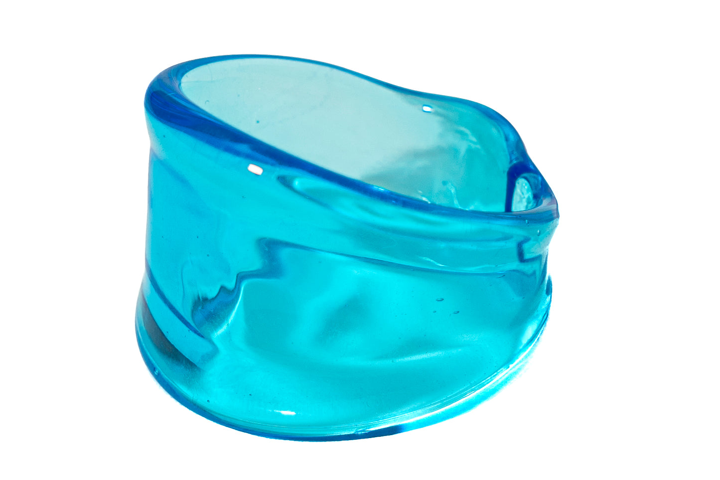 Deep Aquamarine Glass Ring