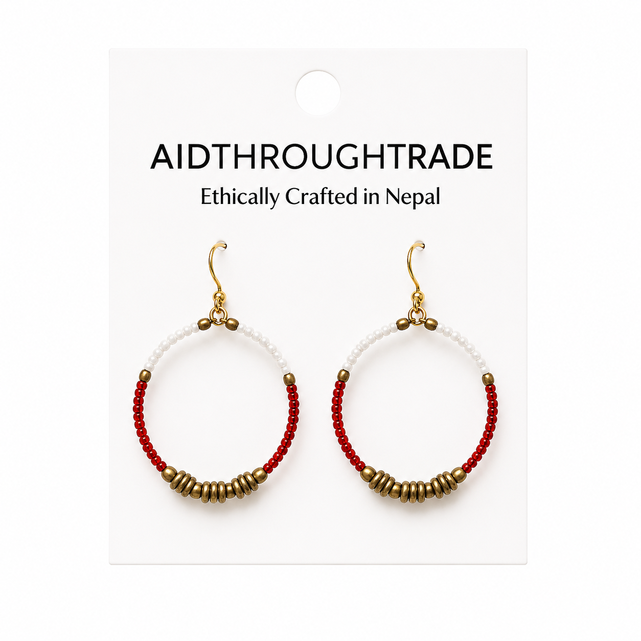 Colorblocked Brass Hoop-Scarlet