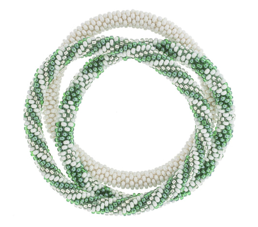Get Game Day ROLL-ON® BRACELETS Green & White Set of 3