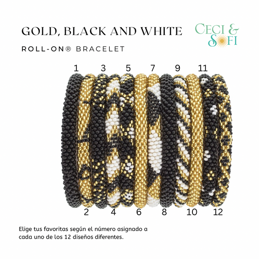 Roll-On® Bracelets - Gold, Black and White