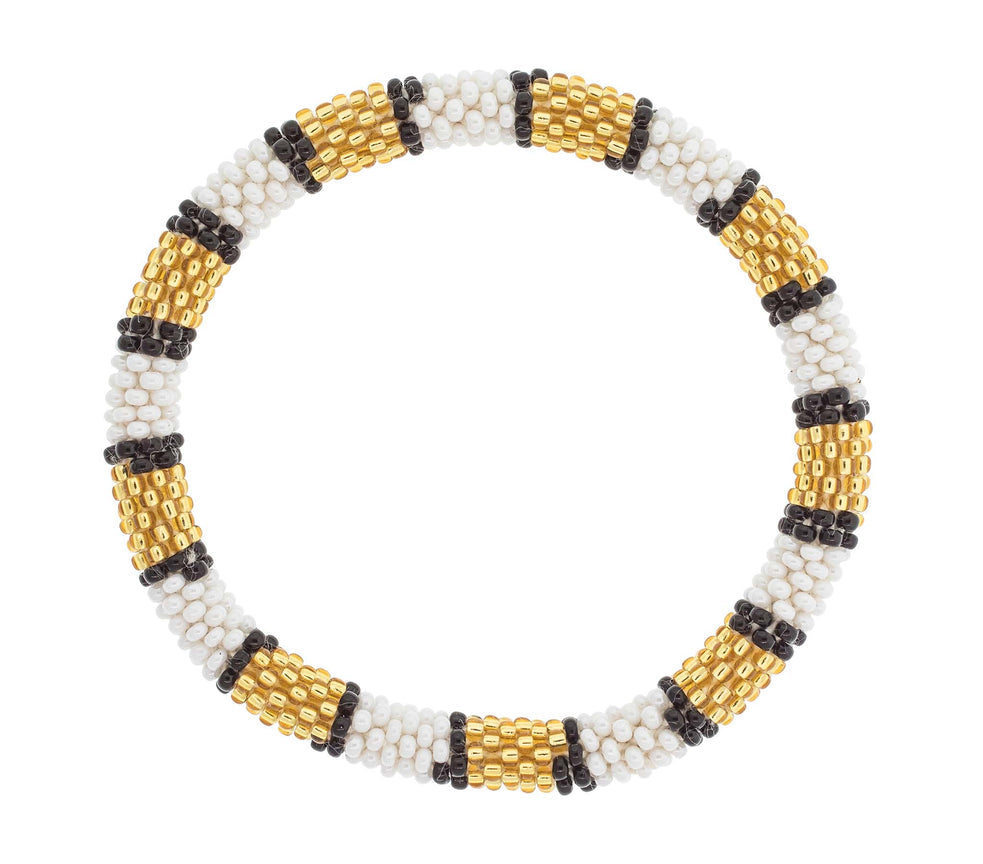 7” Game Day Roll-On® Bracelet Gold, White, & Black