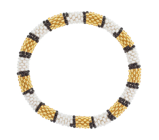 7” Game Day Roll-On® Bracelet Gold, White, & Black