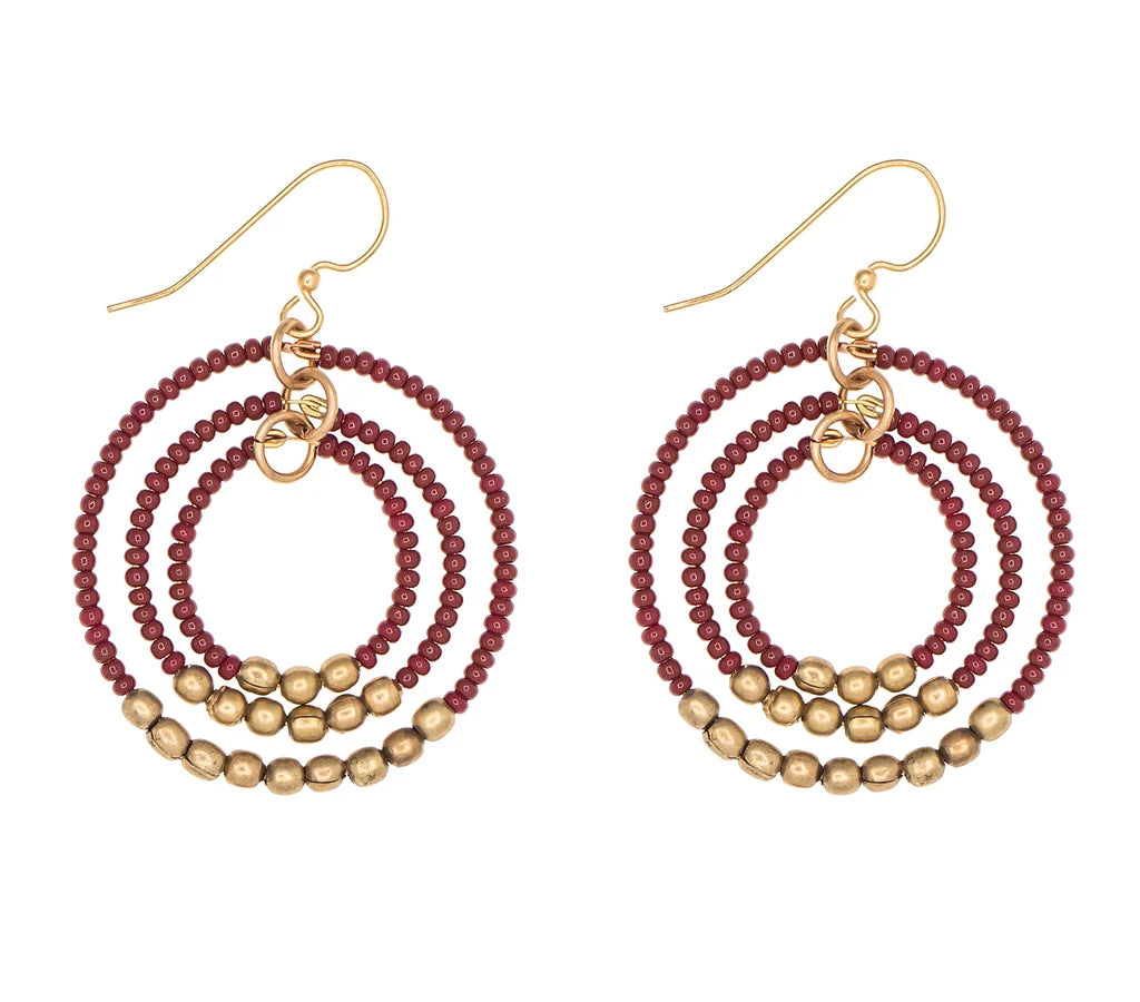 Gyroscope Earrings - Garnet -