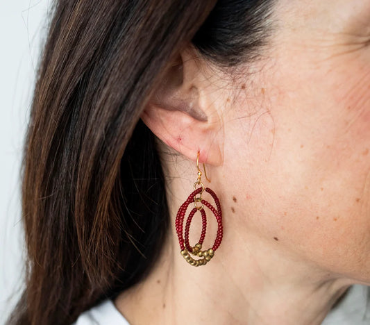 Gyroscope Earrings - Garnet -