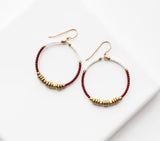 Colorblocked Brass Hoop - Garnet -