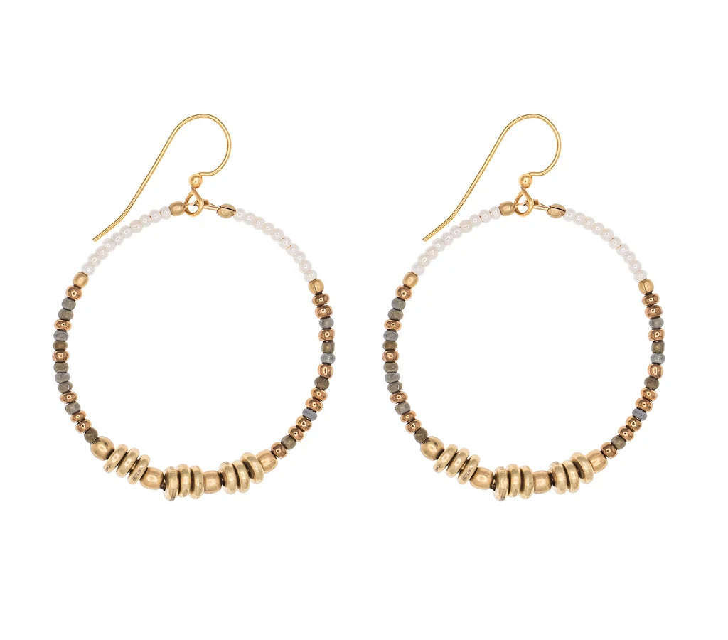Colorblocked Brass Hoop - Hazel -