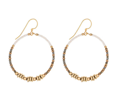 Colorblocked Brass Hoop - Hazel -
