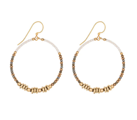 Colorblocked Brass Hoop - Hazel -