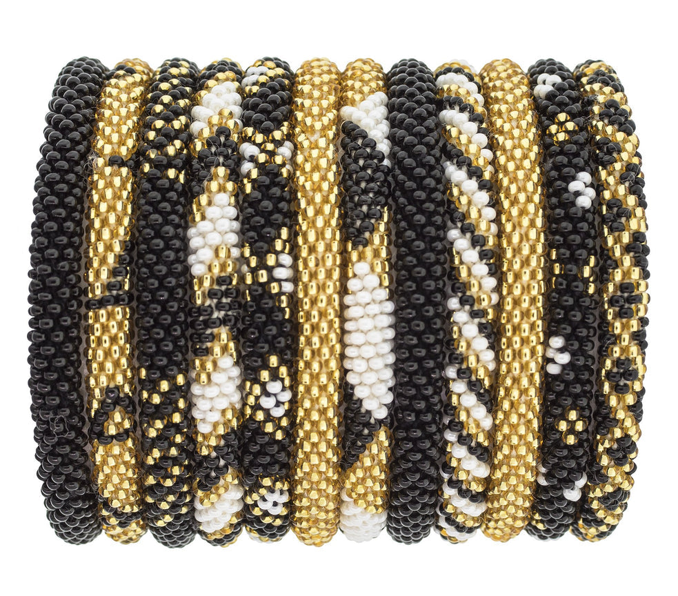Roll-On® Bracelets - Gold, black and white
