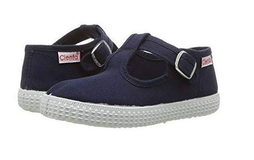 T-strap Shoes with Velcro - Navy Blue