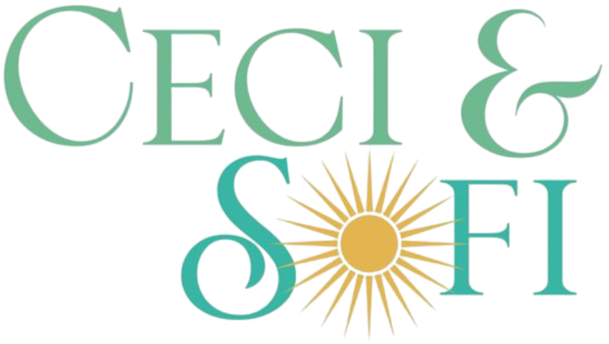 Logo with 'CECI & SOFI' text and a sun design on a white background