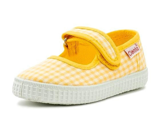 Mary Jane Velcro -Yellow Gingham